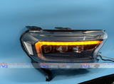  1 Cặp Đèn Pha Ford Ranger 6 Gương Cầu Full Led Chính Hãng VLAND 