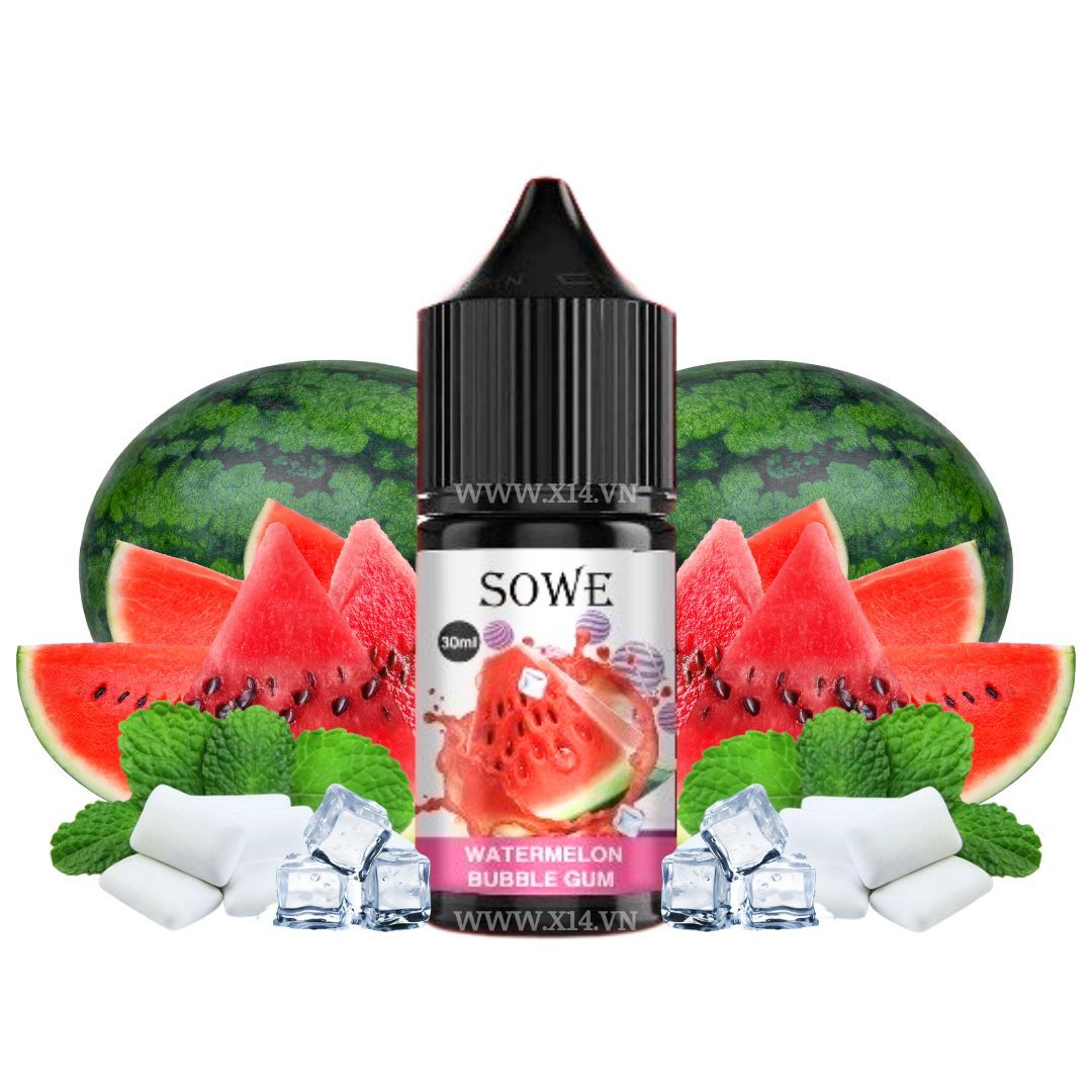 Sowe Kẹo Gum Dưa Hấu (Watermelon Bubble Gum) 30ml Saltnic