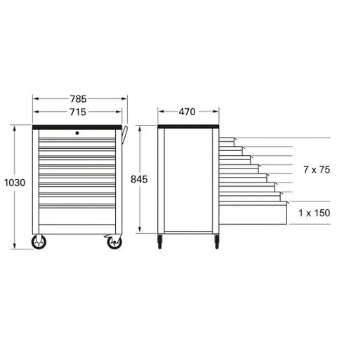  TỦ ĐỒ NGHỀ 8 NGĂN RATIO TRỐNG MATADOR 8163 0030 