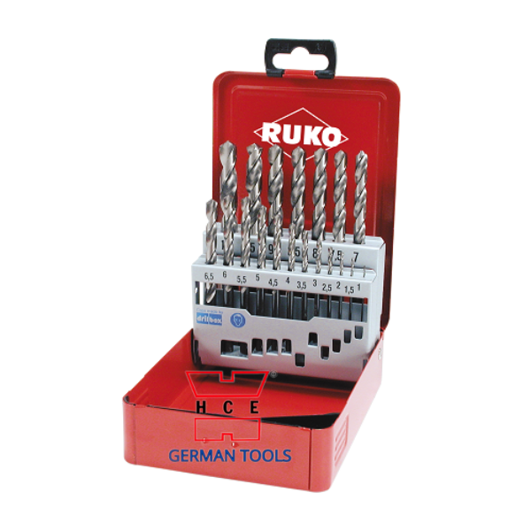  BỘ MŨI KHOAN HỢP KIM HSSE- CO 8, 19 CHI TIẾT 1-10MM RUKO 281214E 