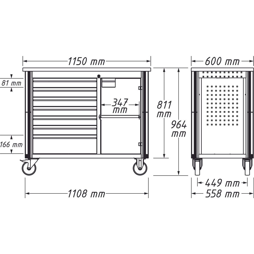  BÀN LÀM VIỆC DI ĐỘNG 7 NGĂN 1150  x 600 x 964 MM HAZET 179NW-7 