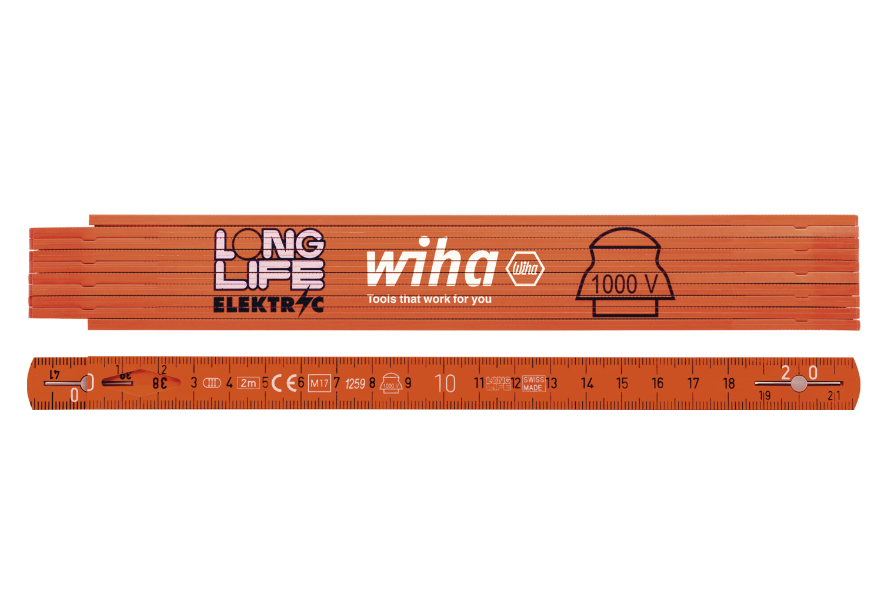  Thước gấp của thợ điện Longlife® 2 m màu cam Wiha 42068 
