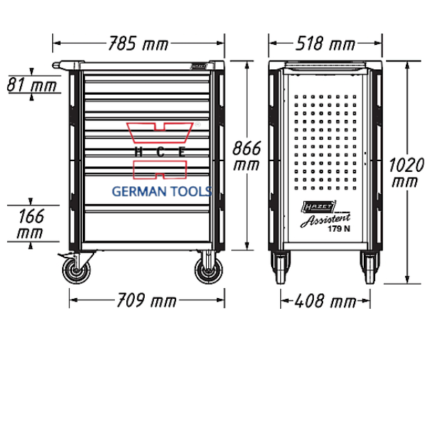  XE ĐẨY ĐỰNG DỤNG CỤ 8 NGĂN 314 CHI TIẾT HAZET 179N-8/314 