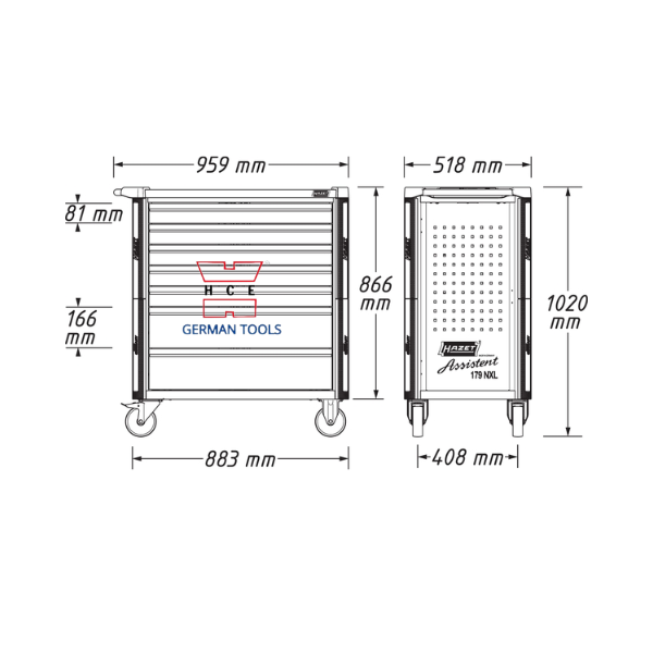  XE ĐẨY ĐỰNG DỤNG CỤ 8 NGĂN HAZET 179NXL-8 