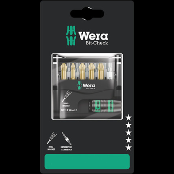  BỘ ĐẦU VÍT 12 CHI TIẾT CHO GỖ WOOD 1 SB WERA 05136390001 