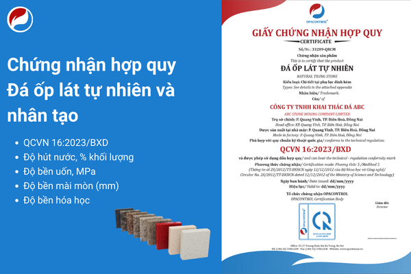 Chứng nhận hợp quy đá ốp lát tự nhiên, nhân tạo