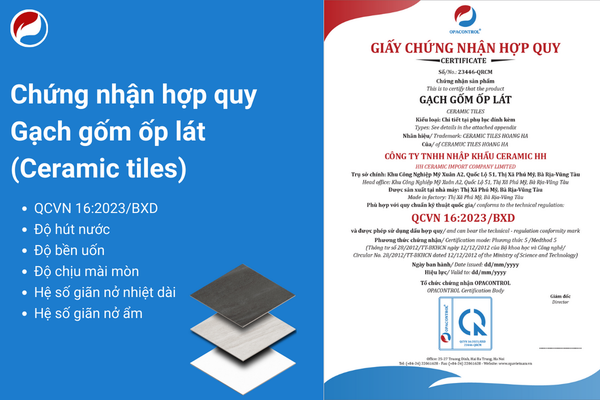 Chứng nhận hợp quy trên sản phẩm Gạch gốm ốp lát (Ceramic tiles)