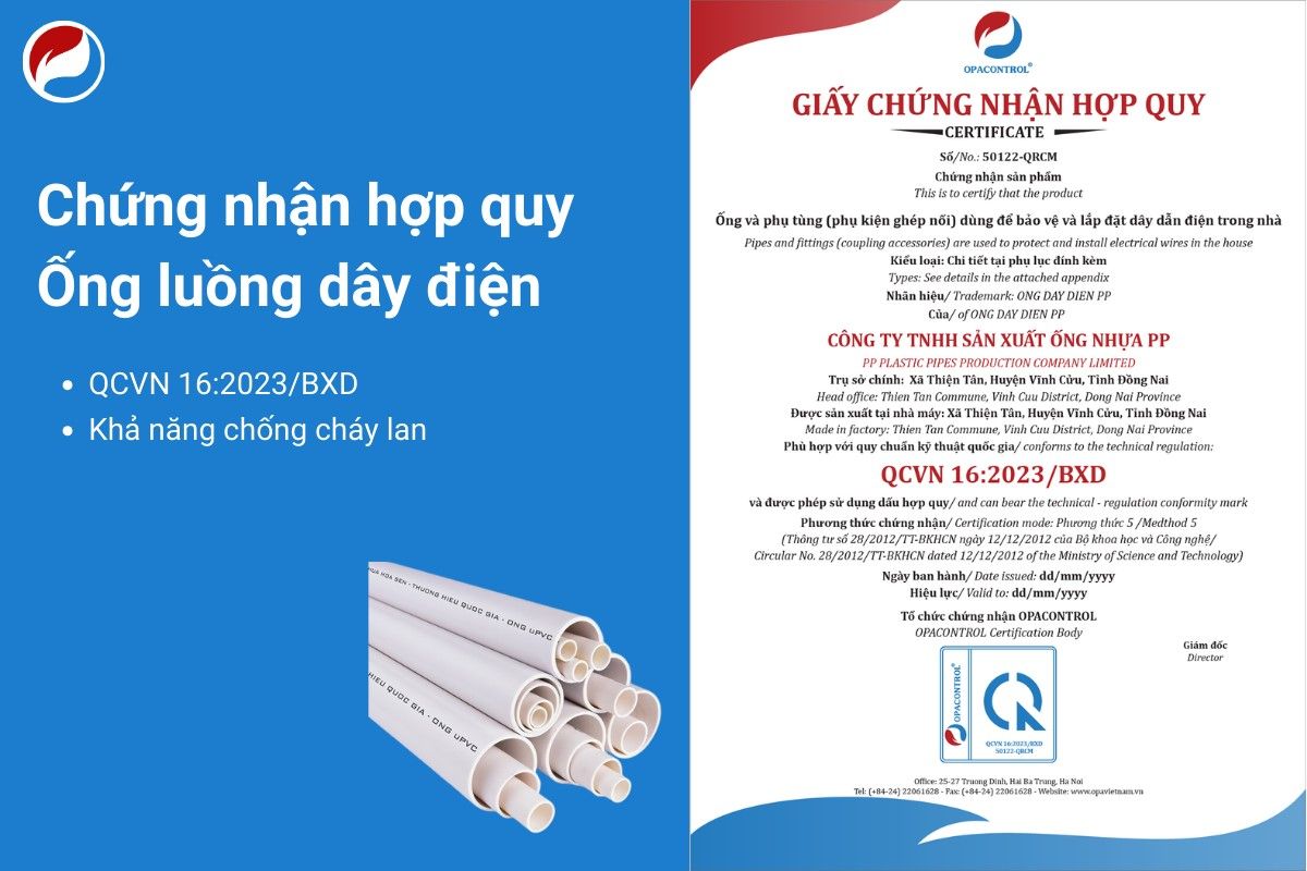Chứng nhận hợp quy Ống luồn dây điện theo QCVN 16:2023/BXD