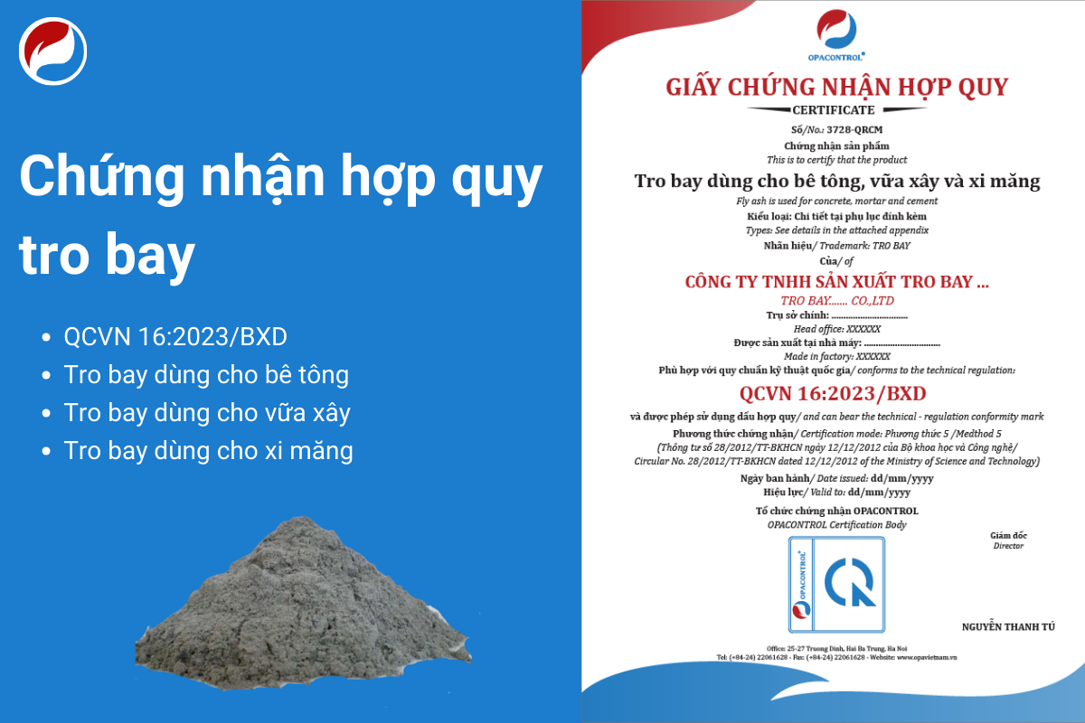 Chứng nhận hợp quy tro bay theo QCVN 16:2023/BXD