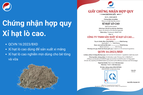 Chứng nhận hợp quy xỉ hạt lò cao