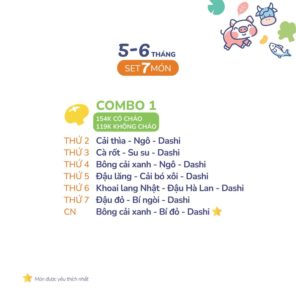 (COMBO 5-6 THÁNG) Set 7 món Combo 1