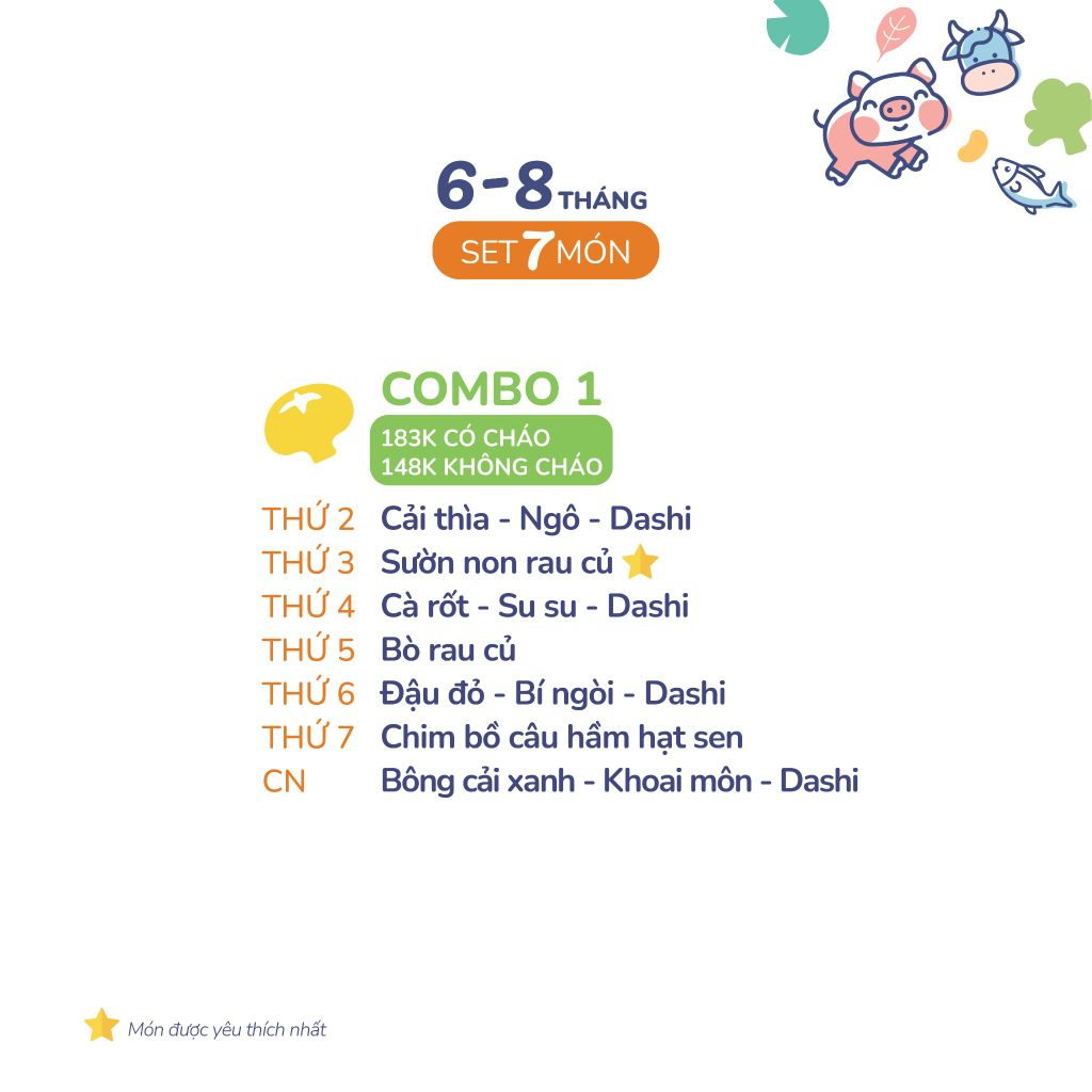 (COMBO 6-8 THÁNG) Set 7 món Combo 1