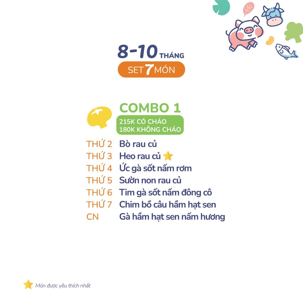 (COMBO 8-10 THÁNG) Set 7 món Combo 1