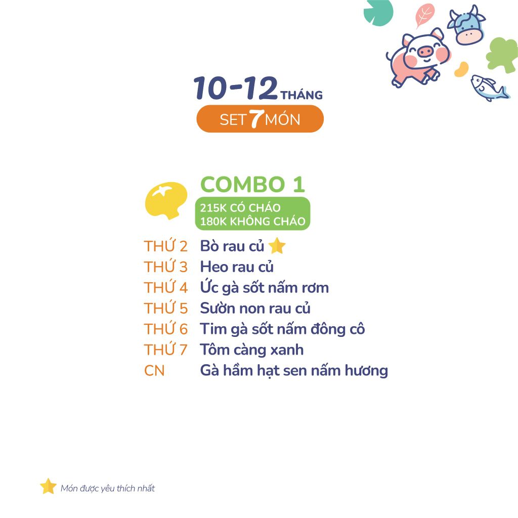 (COMBO 10-12 THÁNG) Set 7 món Combo 1