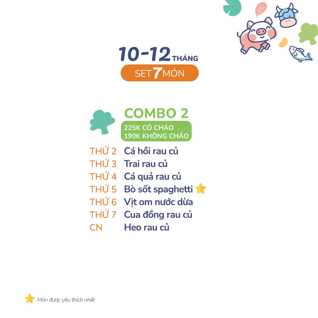(COMBO 10-12 THÁNG) Set 7 món Combo 2