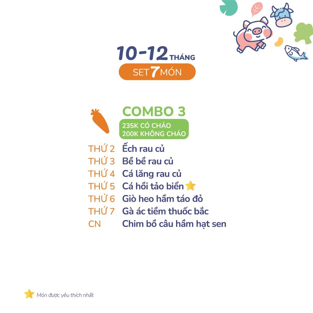 (COMBO 10-12 THÁNG) Set 7 món Combo 3