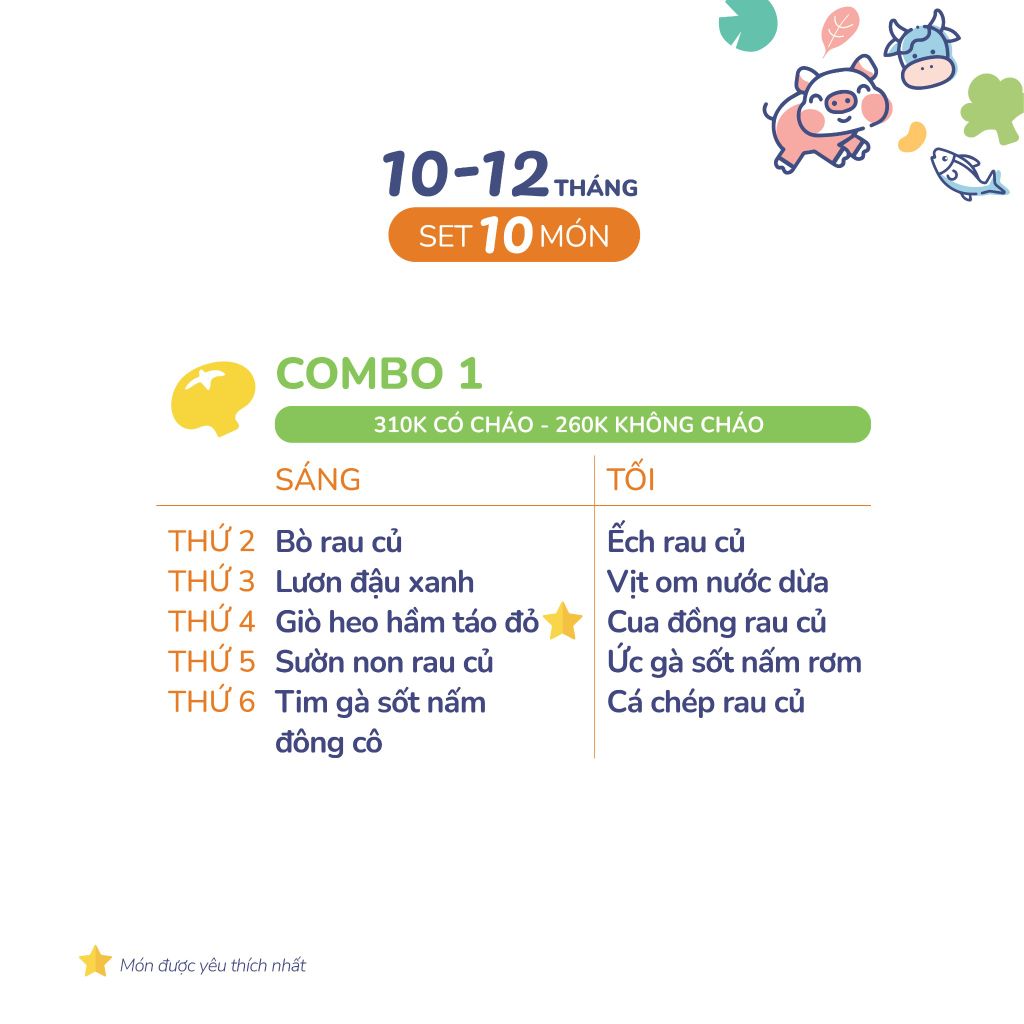 (COMBO 10-12 THÁNG) Set 10 món Combo 1