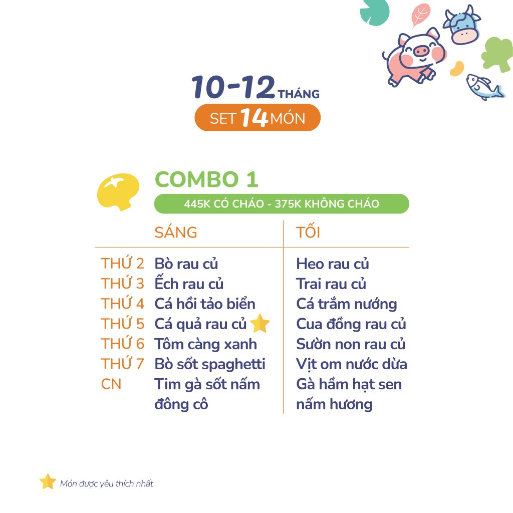 (COMBO 10-12 THÁNG) Set 14 món Combo 1
