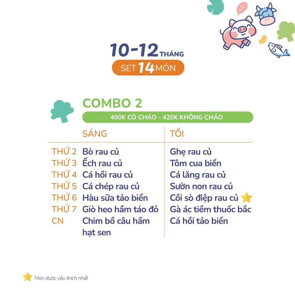 (COMBO 10-12 THÁNG) Set 14 món Combo 2