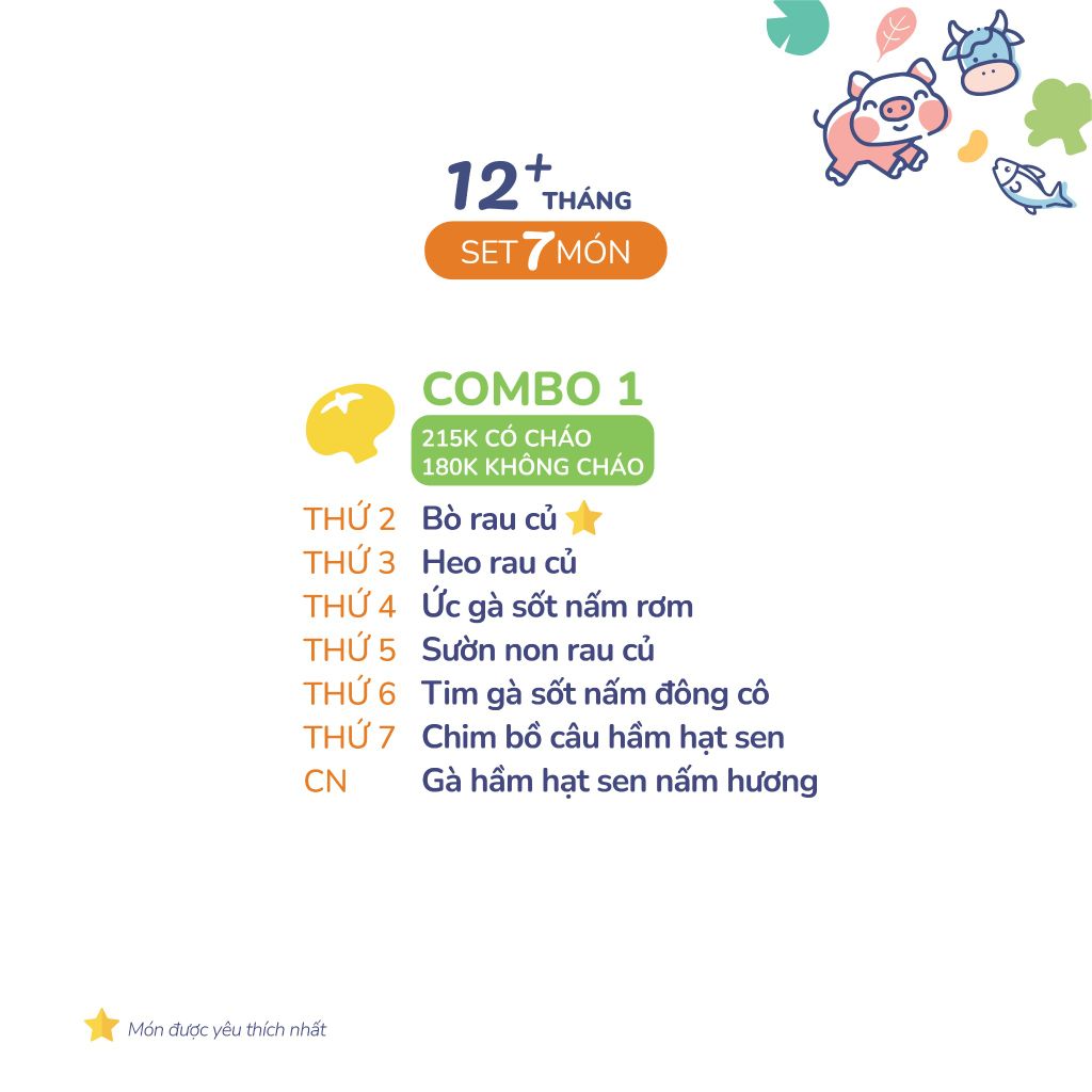 (COMBO TRÊN 12 THÁNG) Set 7 món Combo 1