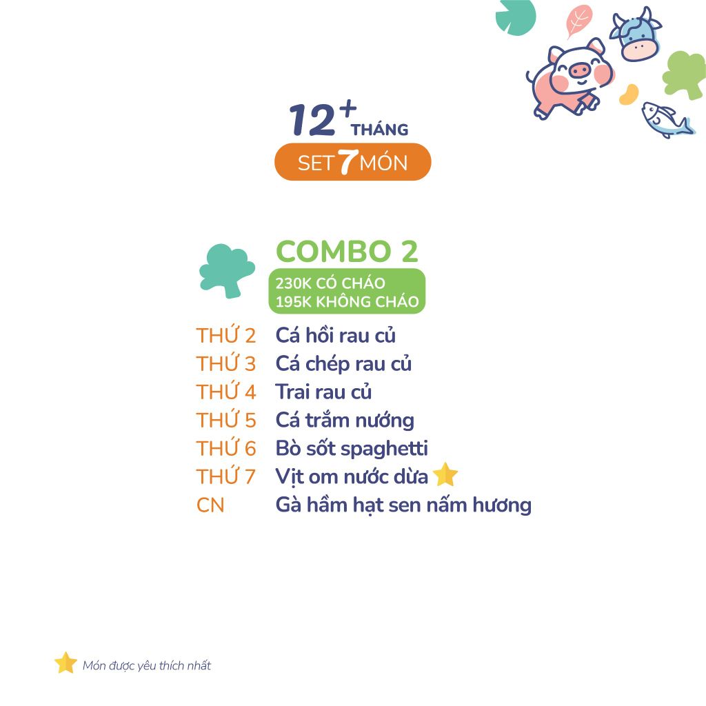(COMBO TRÊN 12 THÁNG) Set 7 món Combo 2