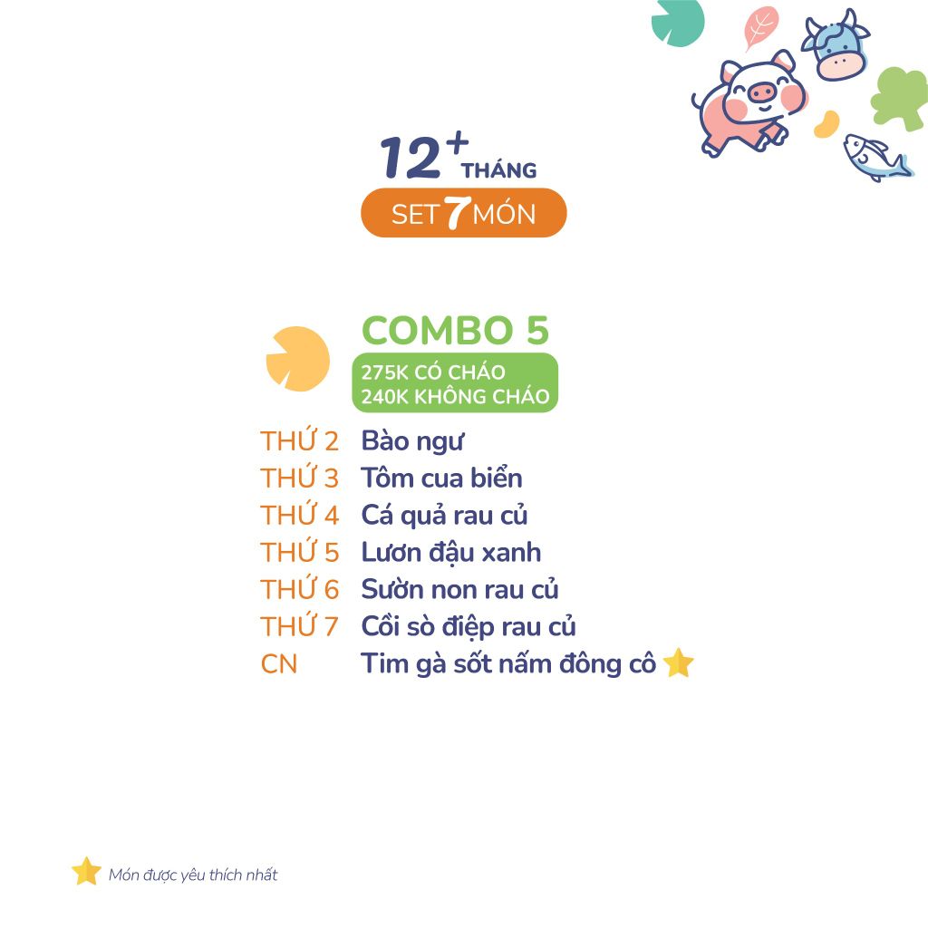 (COMBO TRÊN 12 THÁNG) Set 7 món Combo 5