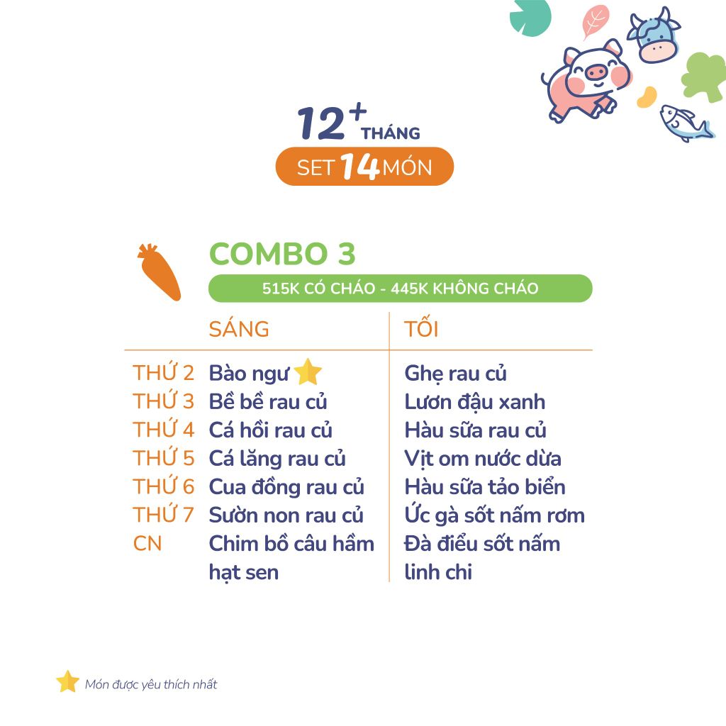 (COMBO TRÊN 12 THÁNG) Set 14 món Combo 3