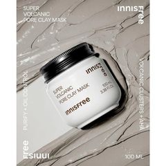 Mặt Nạ Đất Sét Làm Sạch Da, Chăm Sóc Và Cải Thiện Lỗ Chân Lông Innisfree Super Volcanic Pore Clay Mask 100ml