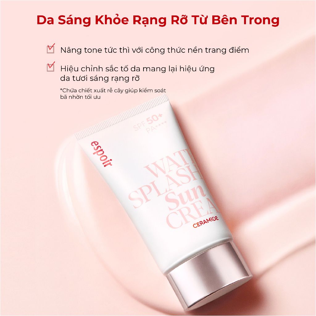 Kem Chống Nắng Dưỡng Ẩm Nâng Tone Espoir Water Splash Sun Cream Ceramide SPF50+ PA++++ 60ml