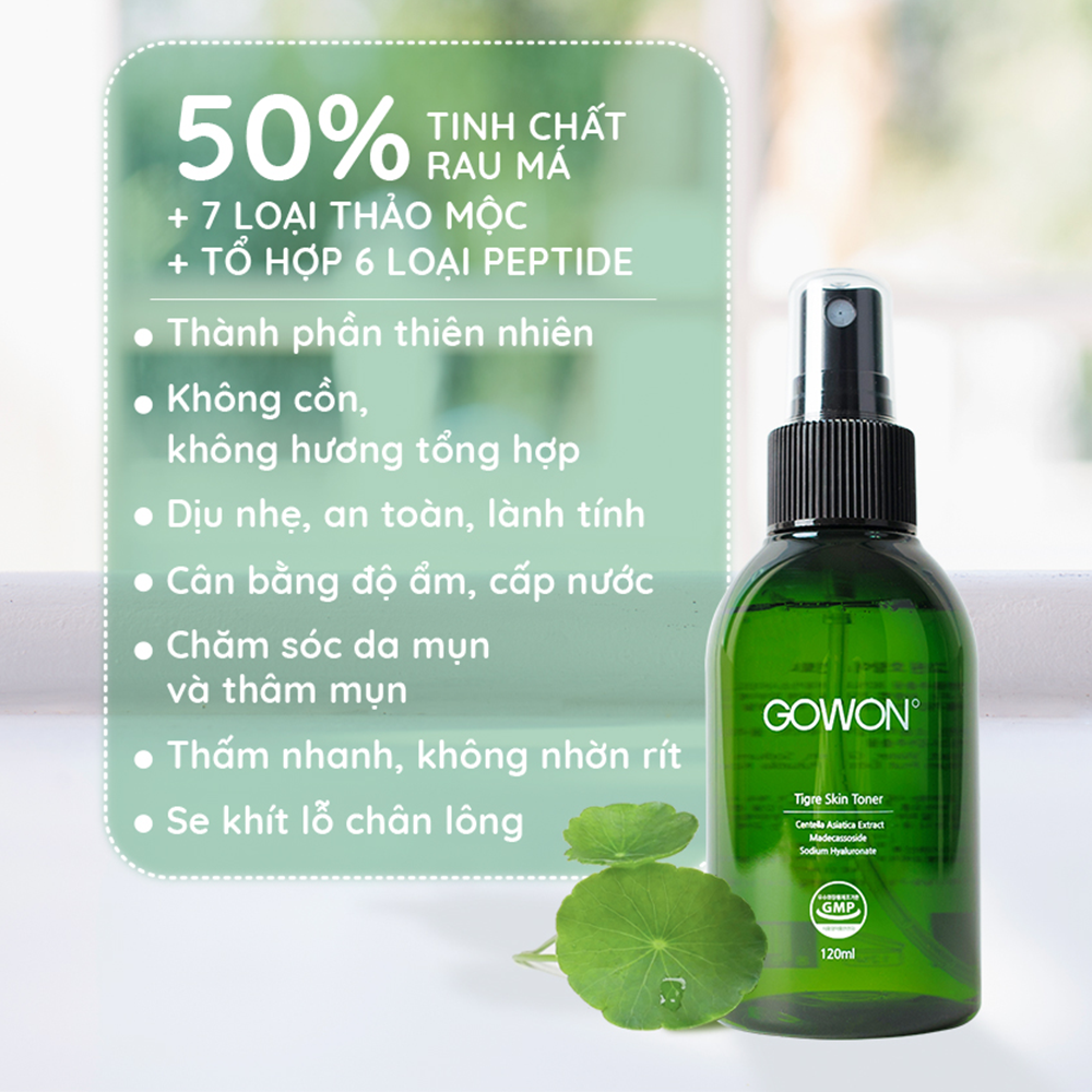 Toner Rau Má Giảm Mụn Và Thâm Mụn Gowon Tigre Skin Toner 120ml