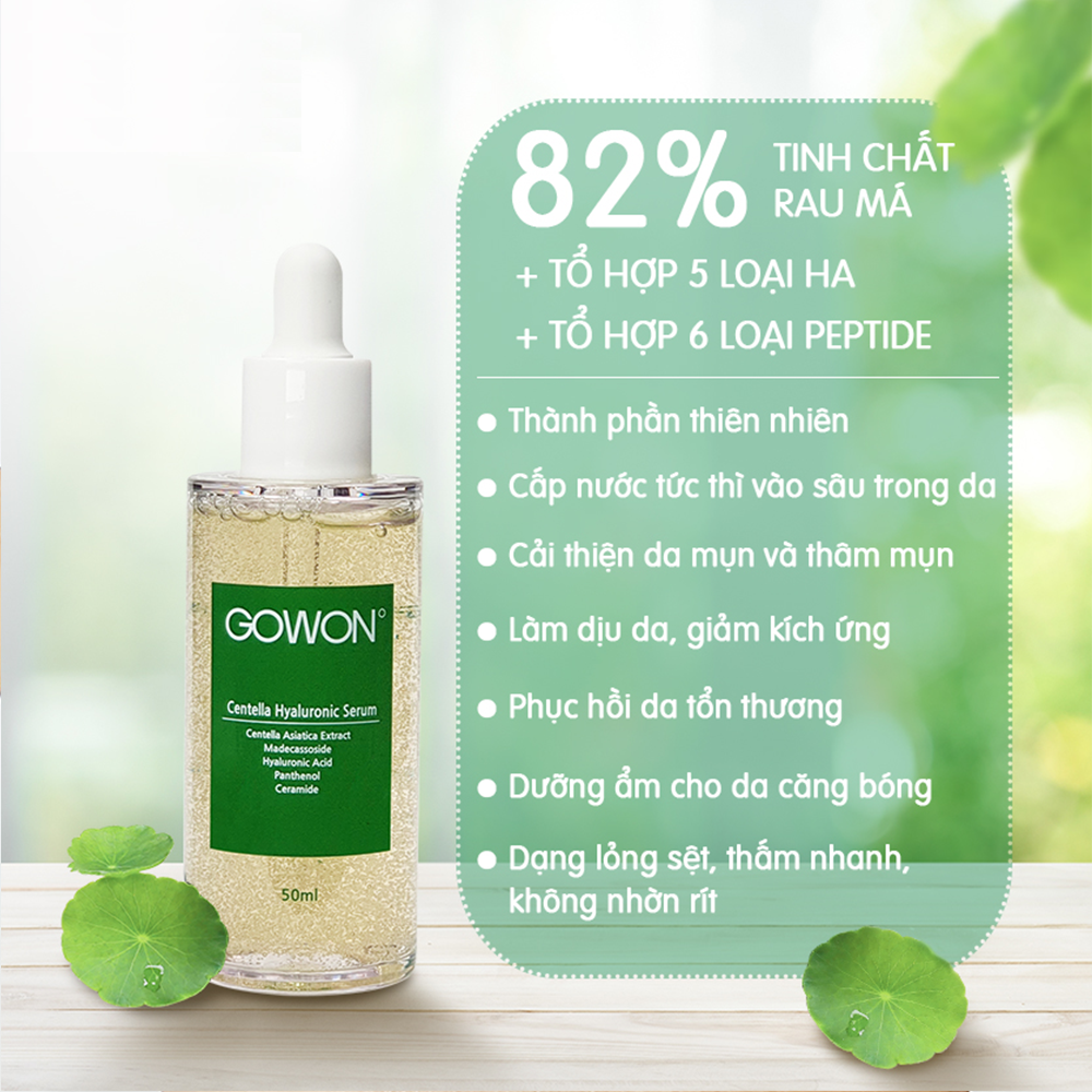 Serum rau má & Ha cấp nước, giảm mụn, chăm sóc da tổn thương Centella Hyaluronic Serum 50ml