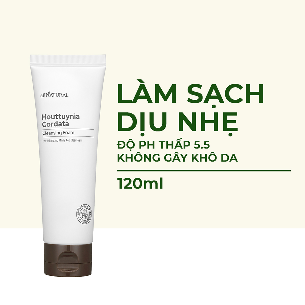 Sữa Rửa Mặt Diếp Cá pH Thấp, Dịu Nhẹ Và Dưỡng Ẩm All Natural Houttuynia Cordata Cleansing Foam 120ml