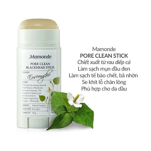 Thanh Sáp Lăn Mụn Đầu Đen Ngừa Mụn Thu Nhỏ Lỗ Chân Lông Mamonde Pore Clean Stick 18g