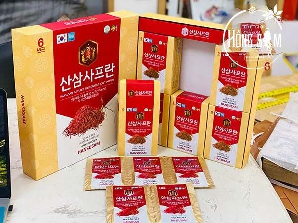 Nước Hồng Sâm Chiết Xuất Sâm Núi Saffron Hansusam 30 Gói x 50ml