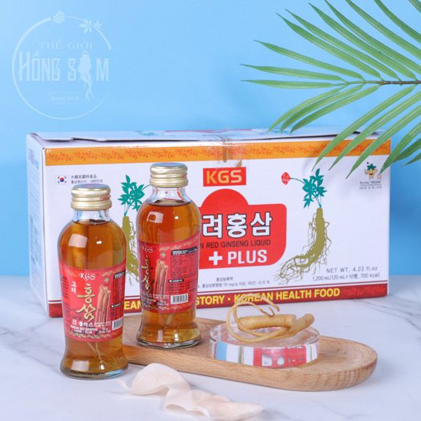 Nước Hồng Sâm Có Củ KGS Hàn Quốc Hộp 10 Chai x 120ml