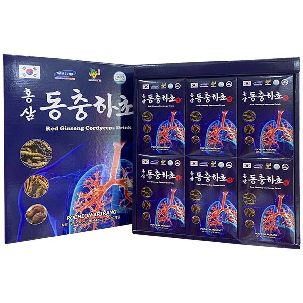 Nước Hồng Sâm Đông Trùng Hạ Thảo Bổ Phổi Pocheon Hàn Quốc Hộp 30 Gói x 70ml