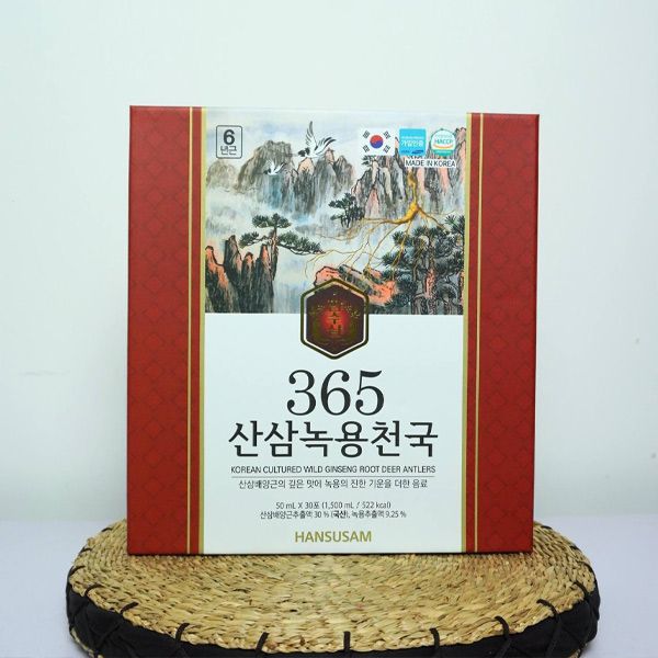 Nước Hồng Sâm Núi Nhung Hươu Hansusam 365 Hàn Quốc Hộp 30 Gói x 50ml