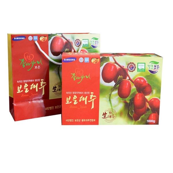 Táo Đỏ Sấy Khô Samsung Boeun Jujube Hàn Quốc Hộp 1kg (Táo Cành)