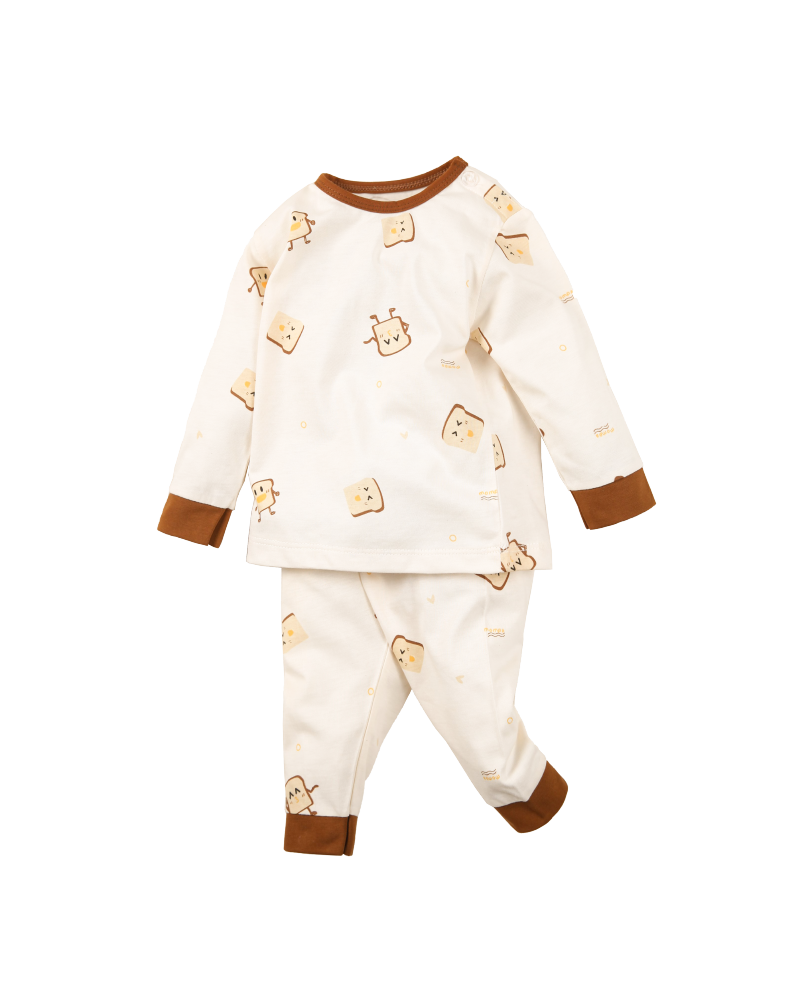 Bộ cài vai dài cotton hình bánh & mèo – ảnh 1