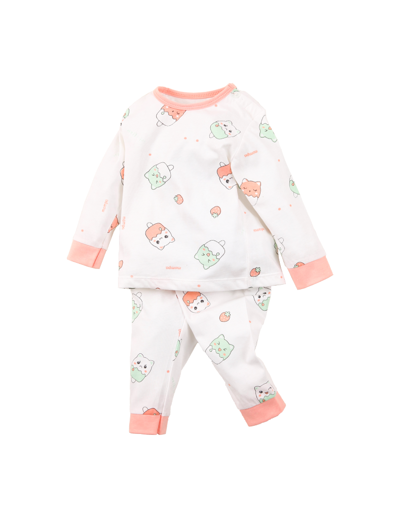 Bộ cài vai dài cotton hình bánh & mèo – ảnh 2