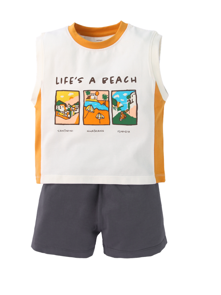 Bộ sát nách cotton actif cho bé trai size 1-5y – ảnh 2