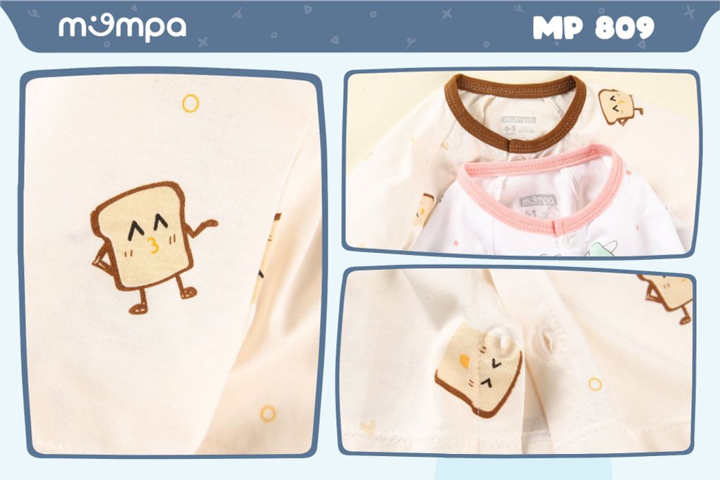 Bộ cài vai dài cotton hình bánh & mèo – ảnh 5