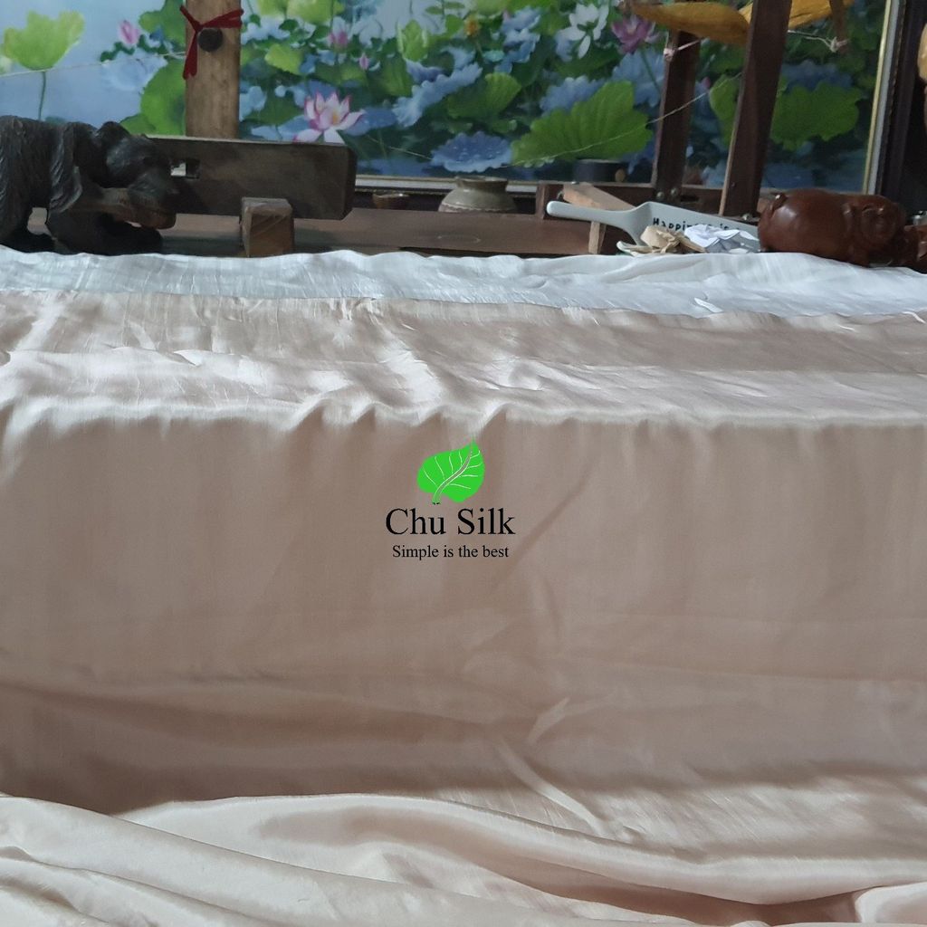 Vỏ chăn lụa tơ tằm 2 màu trắng và be