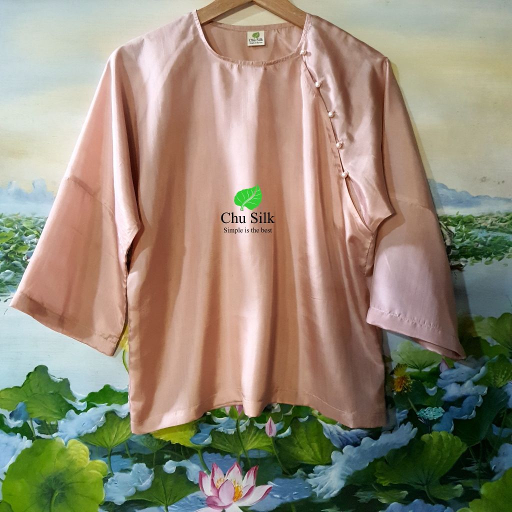 Áo lụa tơ tằm màu hồng sen