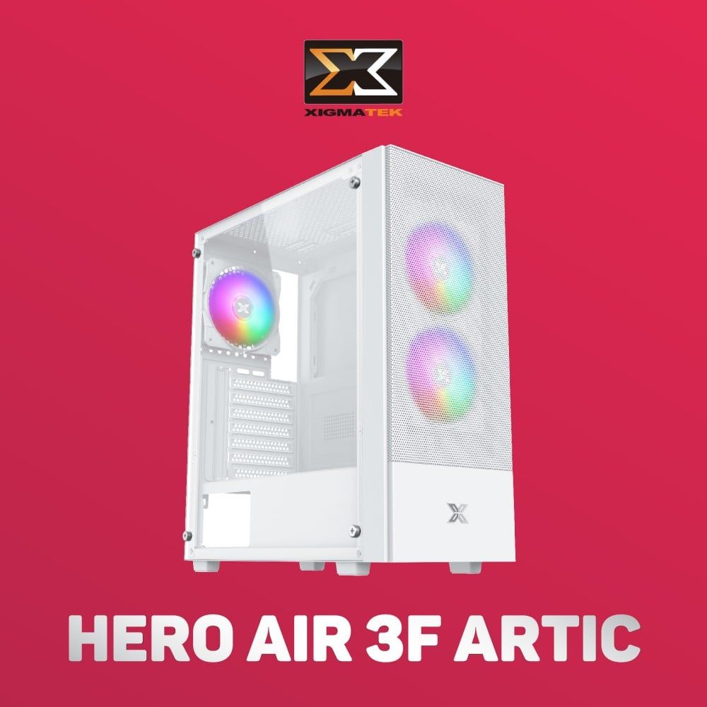 Vỏ case máy tính XIGMATEK HERO II AIR ARTIC 3F (EN41679) - GAMING ATX, KÈM 03 FAN XIGMATEK X22F