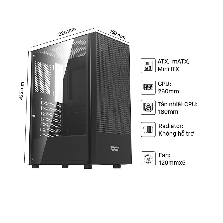Vỏ case máy tính Darkflash A290 (No Fan RGB)