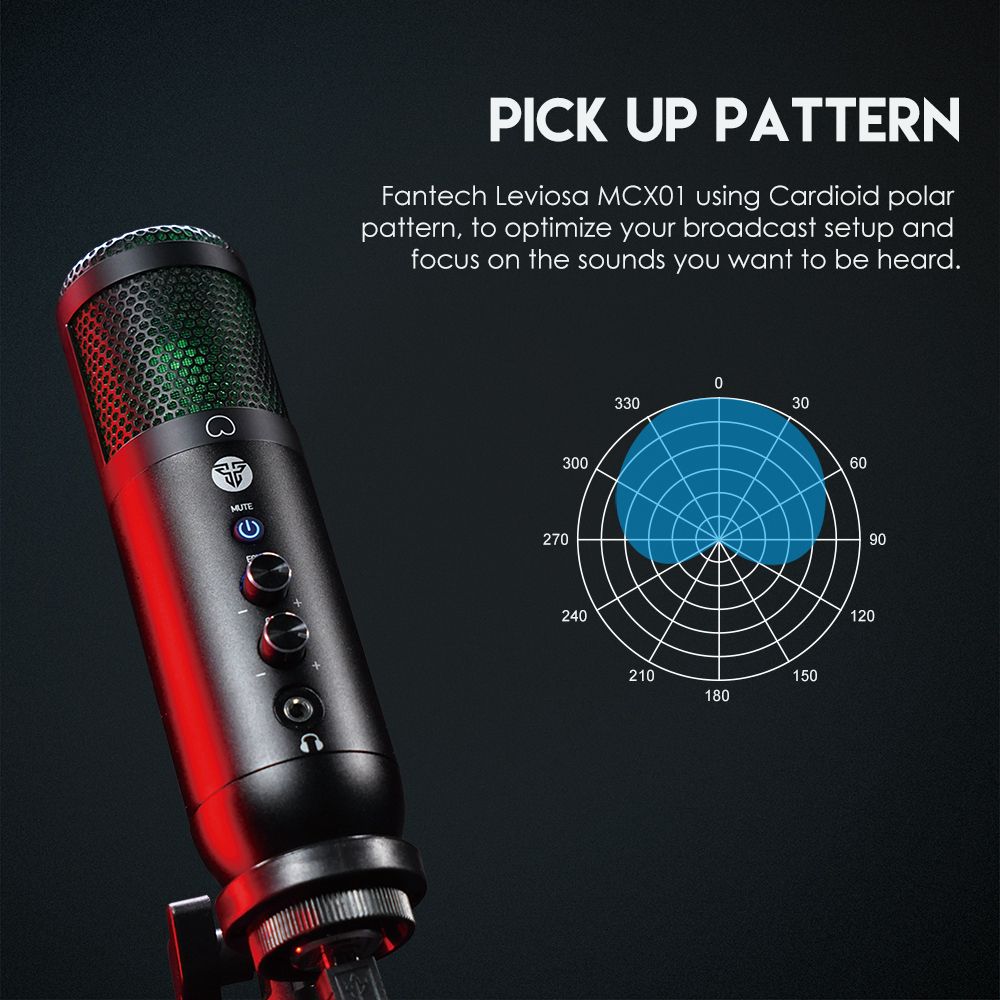 Bộ Micro Fantech MCX01 LEVIOSA LED RGB - mic live , livestream, mic chuyên dụng