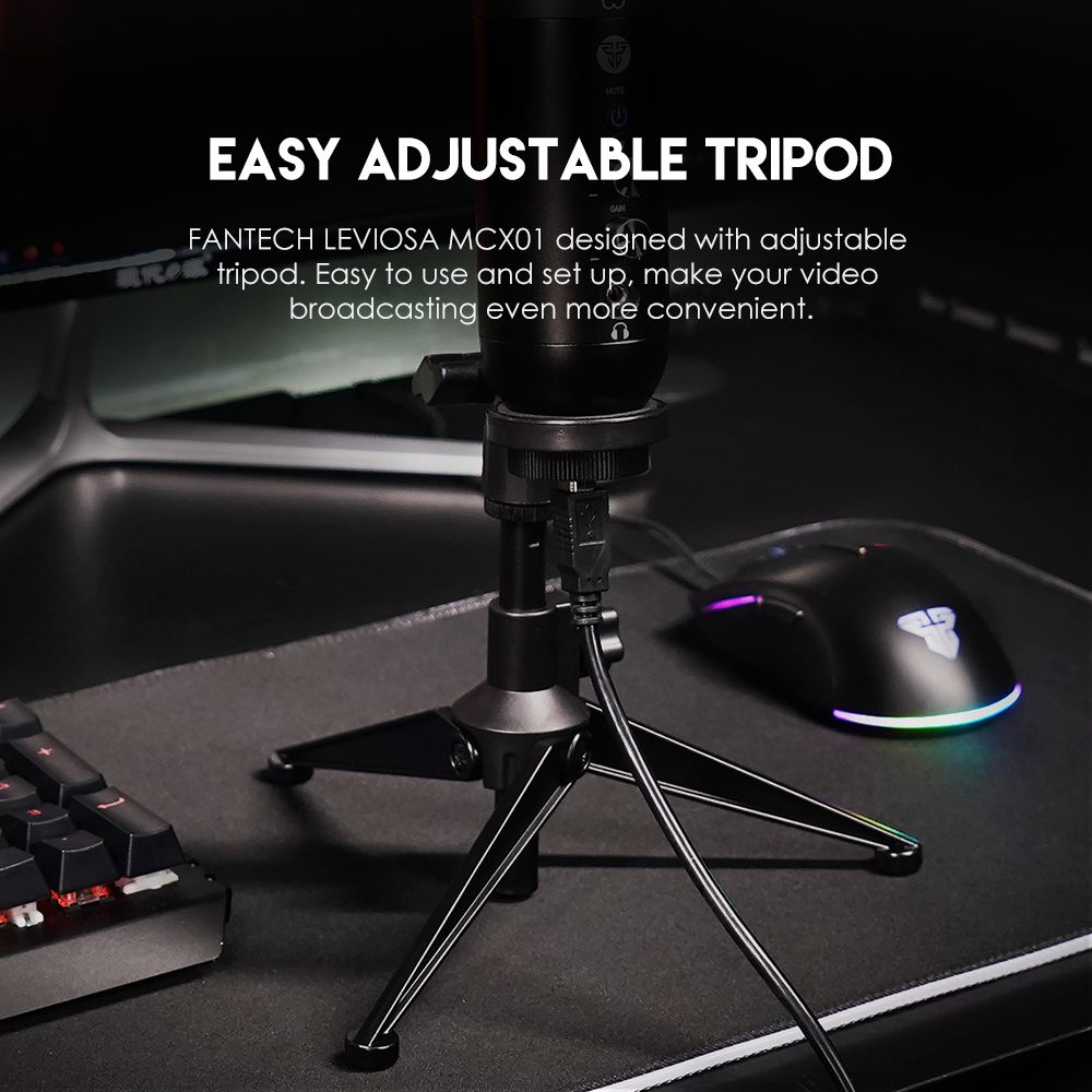 Bộ Micro Fantech MCX01 LEVIOSA LED RGB - mic live , livestream, mic chuyên dụng