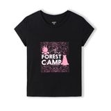 Áo T-shirt bé gái LIZARD in họa tiết The Forest Camp màu đen hồng Black Pink H25