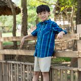Áo sơ mi dài tay bé trai LIZARD kẻ caro 4SP23T123